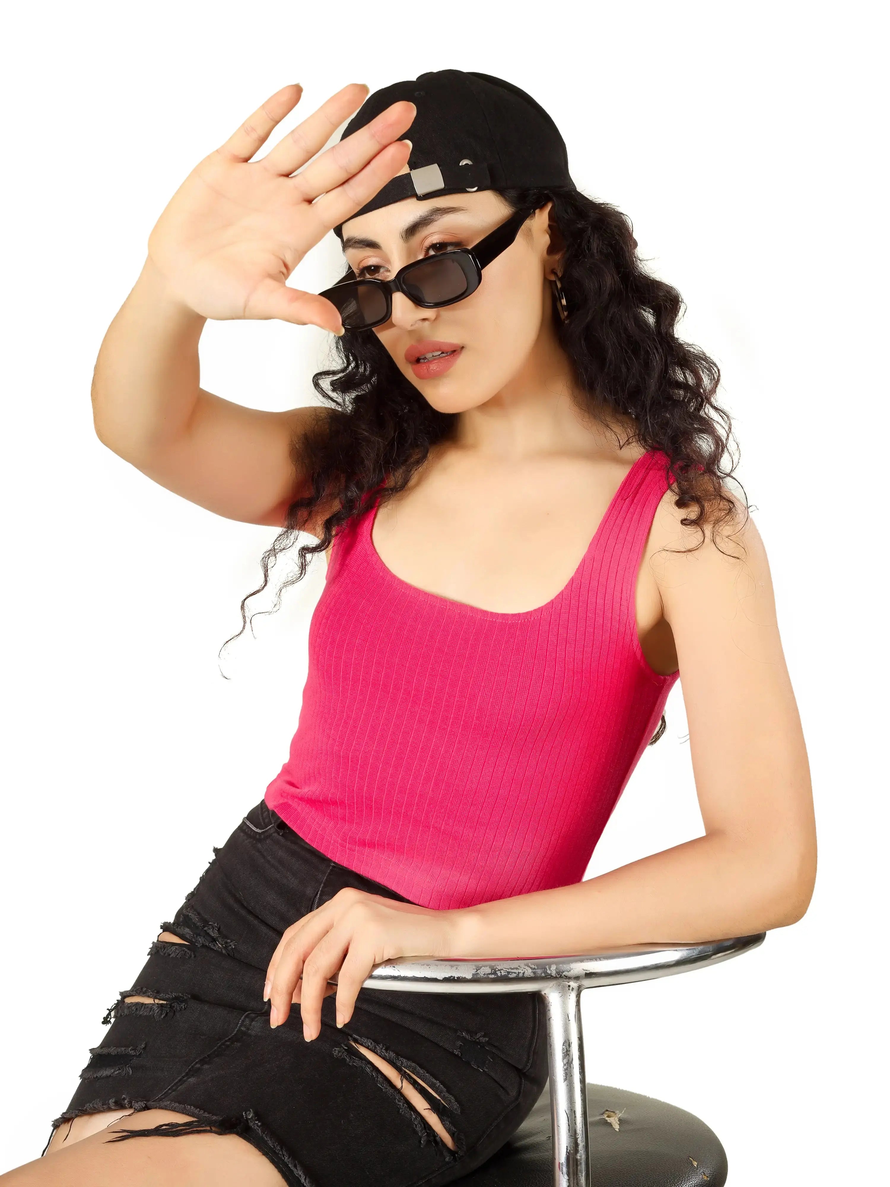 Blueficus  Casual Sleeveless Solid Women Top Blueficus